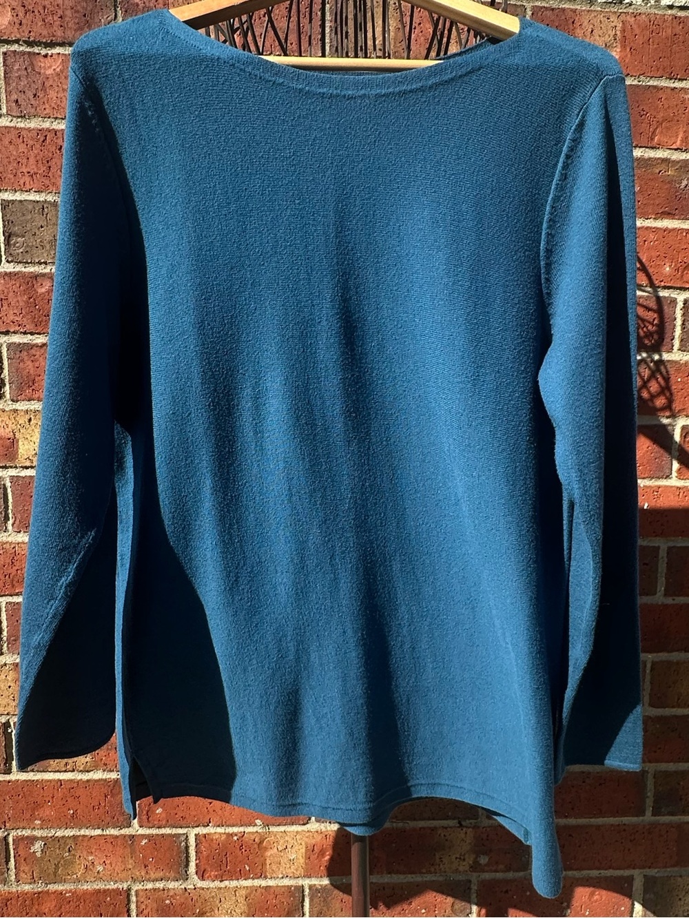 J. Jill Sweater Teal Longline Minimalist Tunic Pullover Knit Career Capsule
